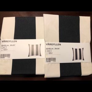 Two (pair) of striped 20”x20” pillow cases